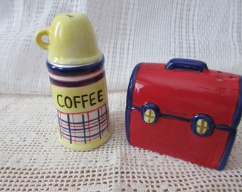 Lunch Pail and Thermos Salt and Pepper Shakers - vintage, collectible