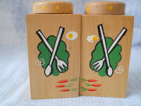 Wooden Salt and Pepper Shakers - vintage, collectible, wood, Japan