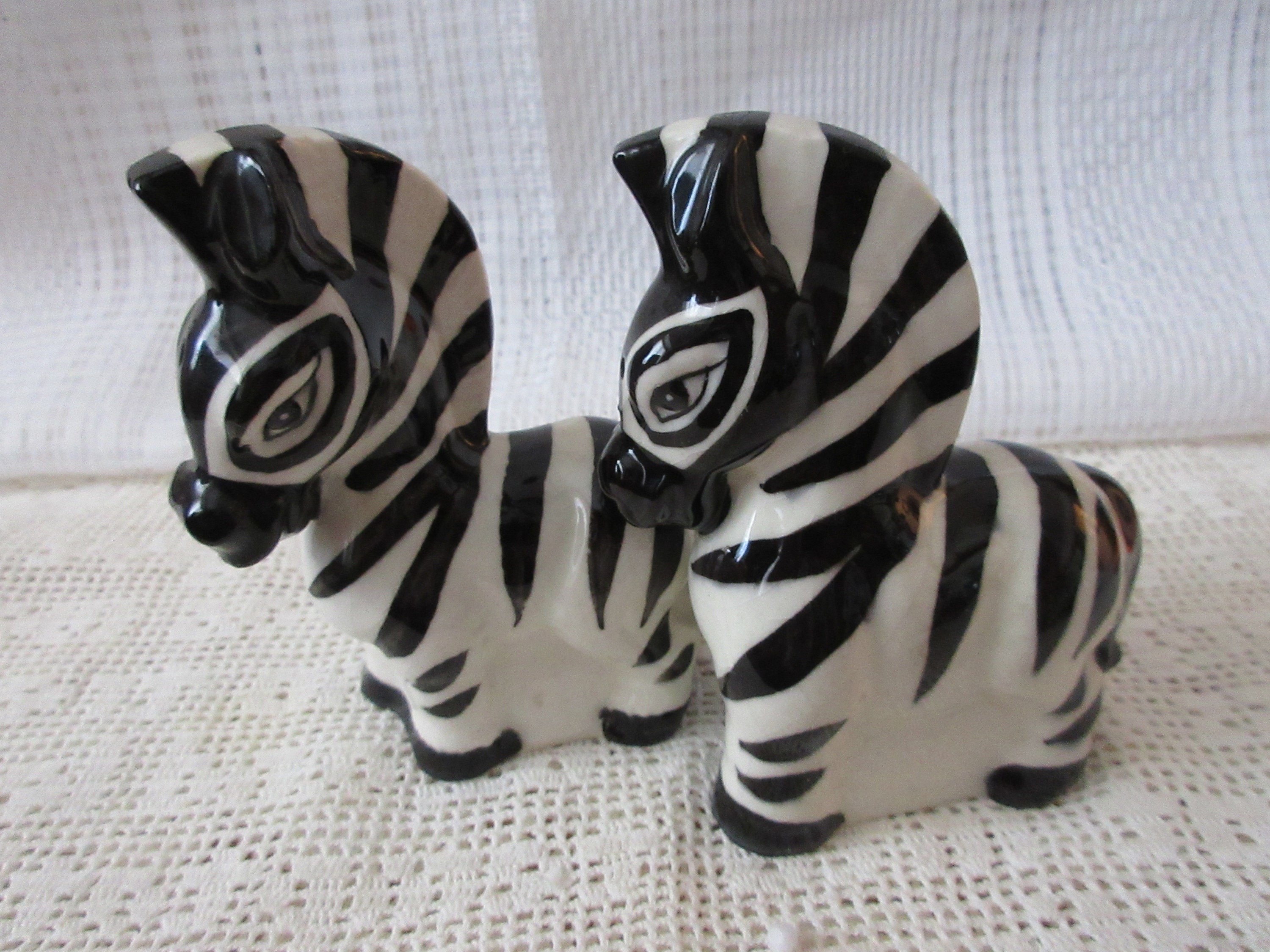 Zebra Salt and Pepper Shakers vintage, collectible, Japan