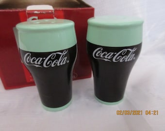 Coca Cola Glass Salt and Pepper Shakers - vintage, collectible, advertisement