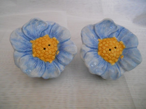 Blue Flower Salt and Pepper Shakers - vintage, collectible, flowers