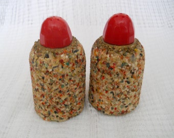 Sand Wrapped Glass Salt and Pepper Shakers - vintage, collectible