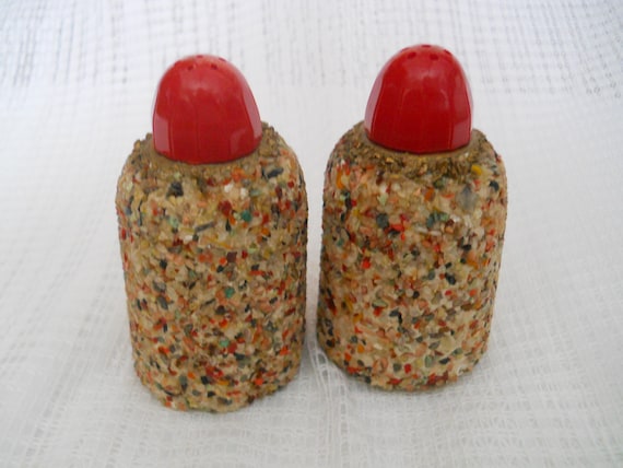 Sand Wrapped Glass Salt and Pepper Shakers - vintage, collectible