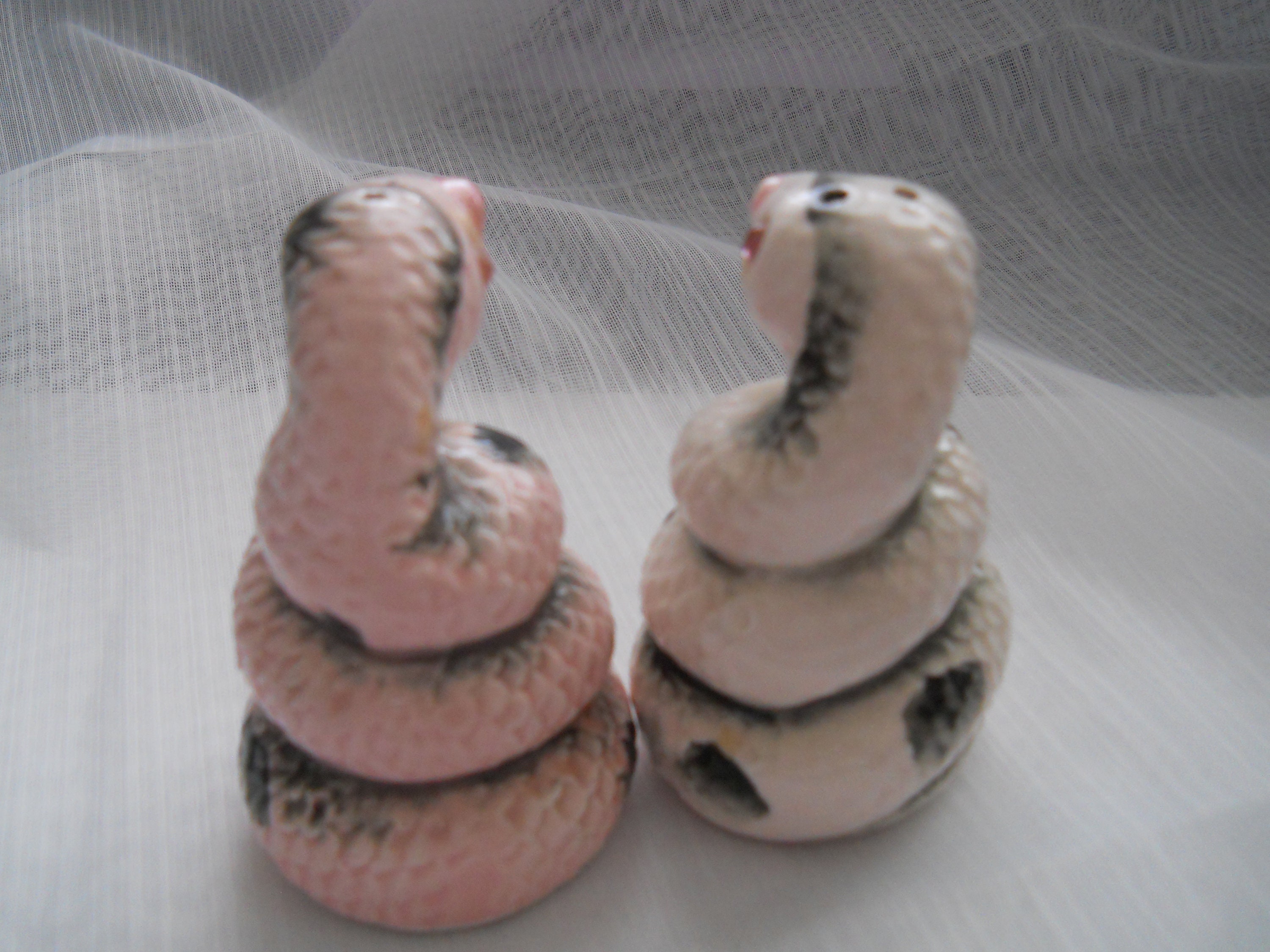 Pink Cobra snake salt and pepper shakers vintage, collectible, Japan