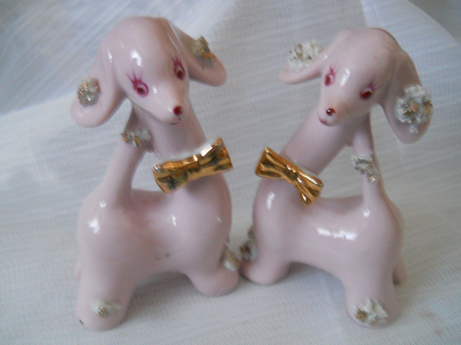 Pink Dog Salt and Pepper Shakers - vintage, collectible, animals, Japan,  rare