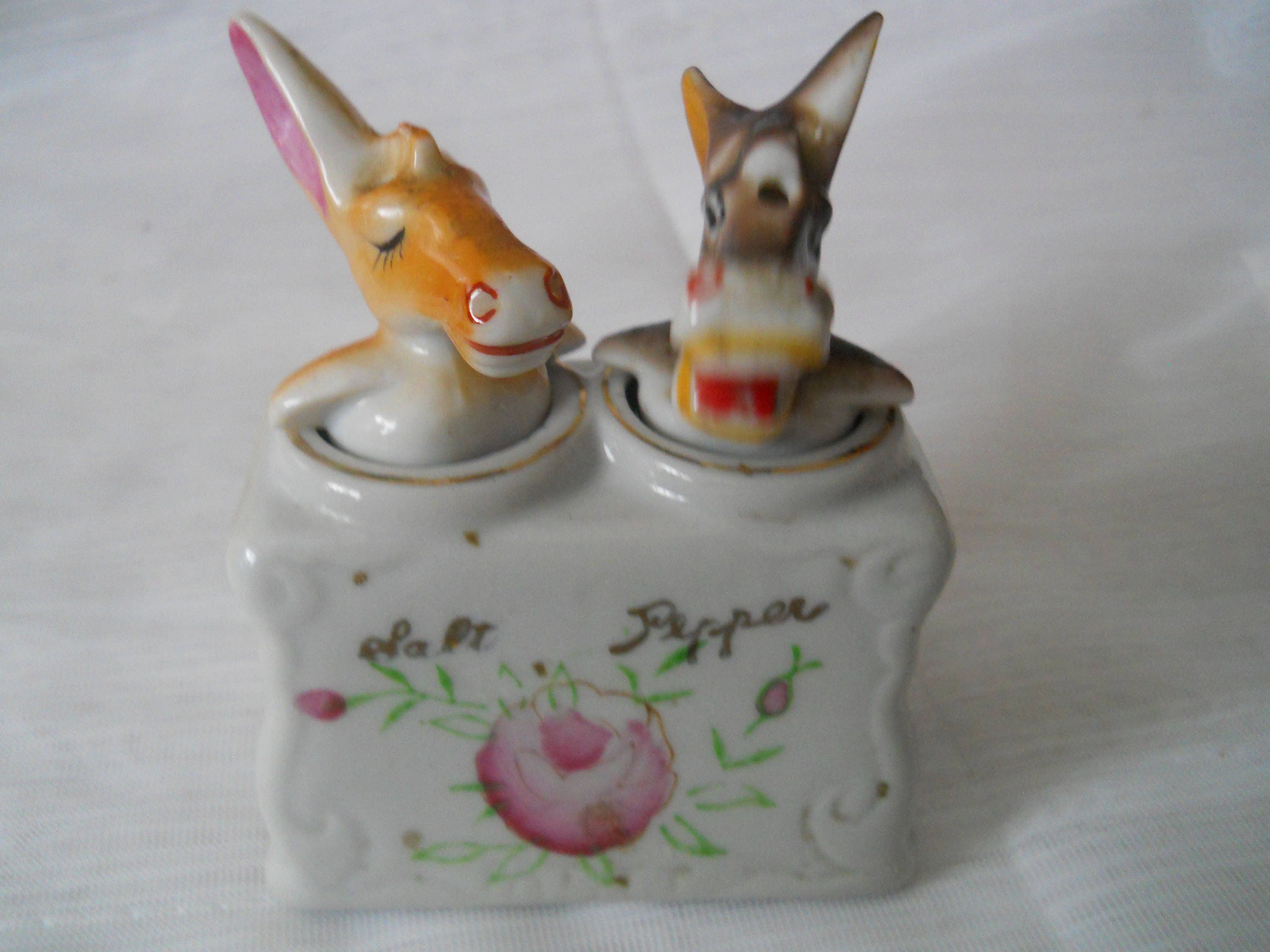 Nodding Donkey Salt and Pepper Shakers vintage, collectible, nodders