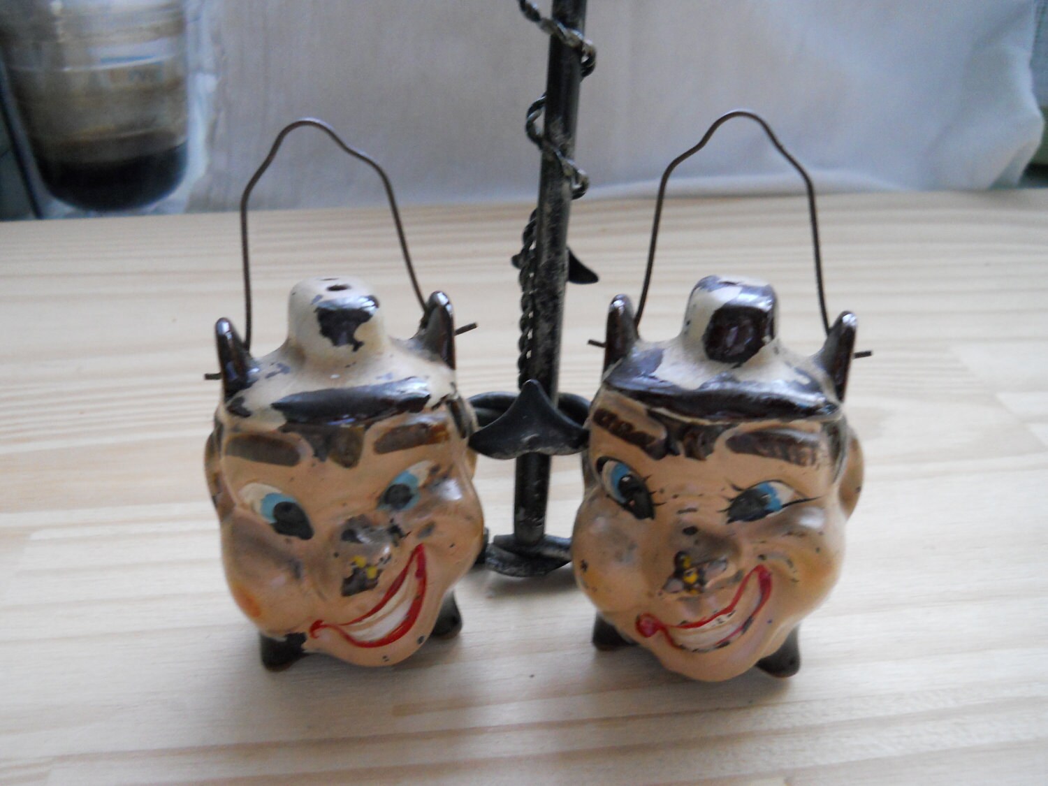 Vintage Hanging Toby Salt and Pepper Shakers