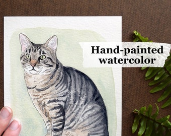 Custom Pet Portrait -- Watercolor Pet Commission, Cat Painting