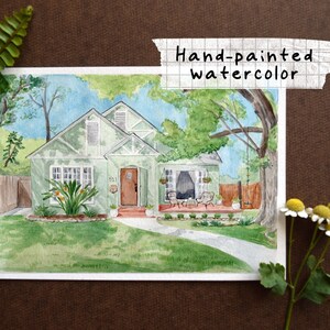 House Portrait from Photo -- Hand Painted Watercolor Original, Custom Home Painting