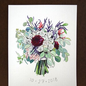 Custom Bouquet Watercolor Painting, Wedding, Anniversary, Bridesmaid Commission image 8