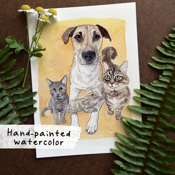 Custom Pet Portrait -- Watercolor Pet Commission, Animal Paintings