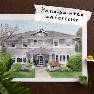 House Portrait from Photo -- Hand Painted Watercolor Original, Custom Home Painting