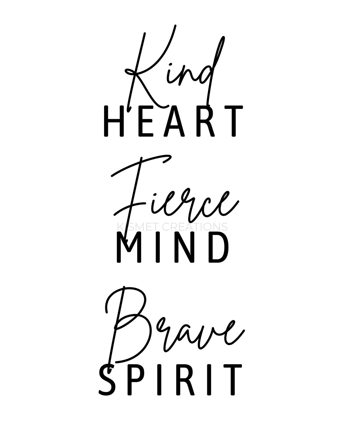 Kind Heart Fierce Mind Brave Spirit Printable Quote Digital Etsy