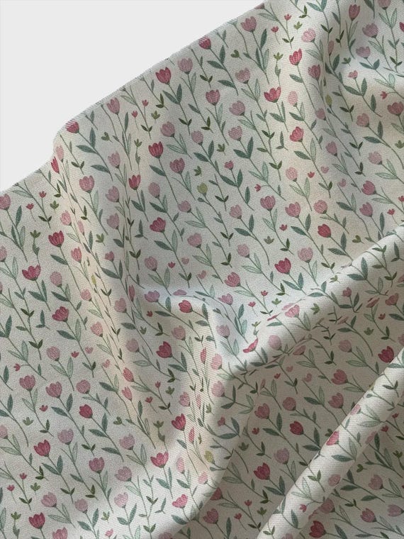 Romantic Watercolor Floral Canvas Fabric – Cotton Upholstery, Tote Bags, Curtains & Crafts