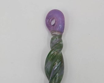 Absynth Purple and green twisted spiral pendant