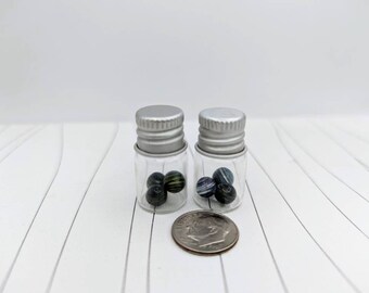 3 small micro marbles in a jar  6mm