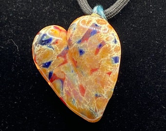 Valentines Day Gift. Unique Gift Hand Blown Glass Heart Pendant