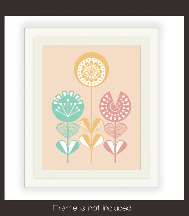 Flower nursery art Pastel nursery flowers MidCentury modern Etsy