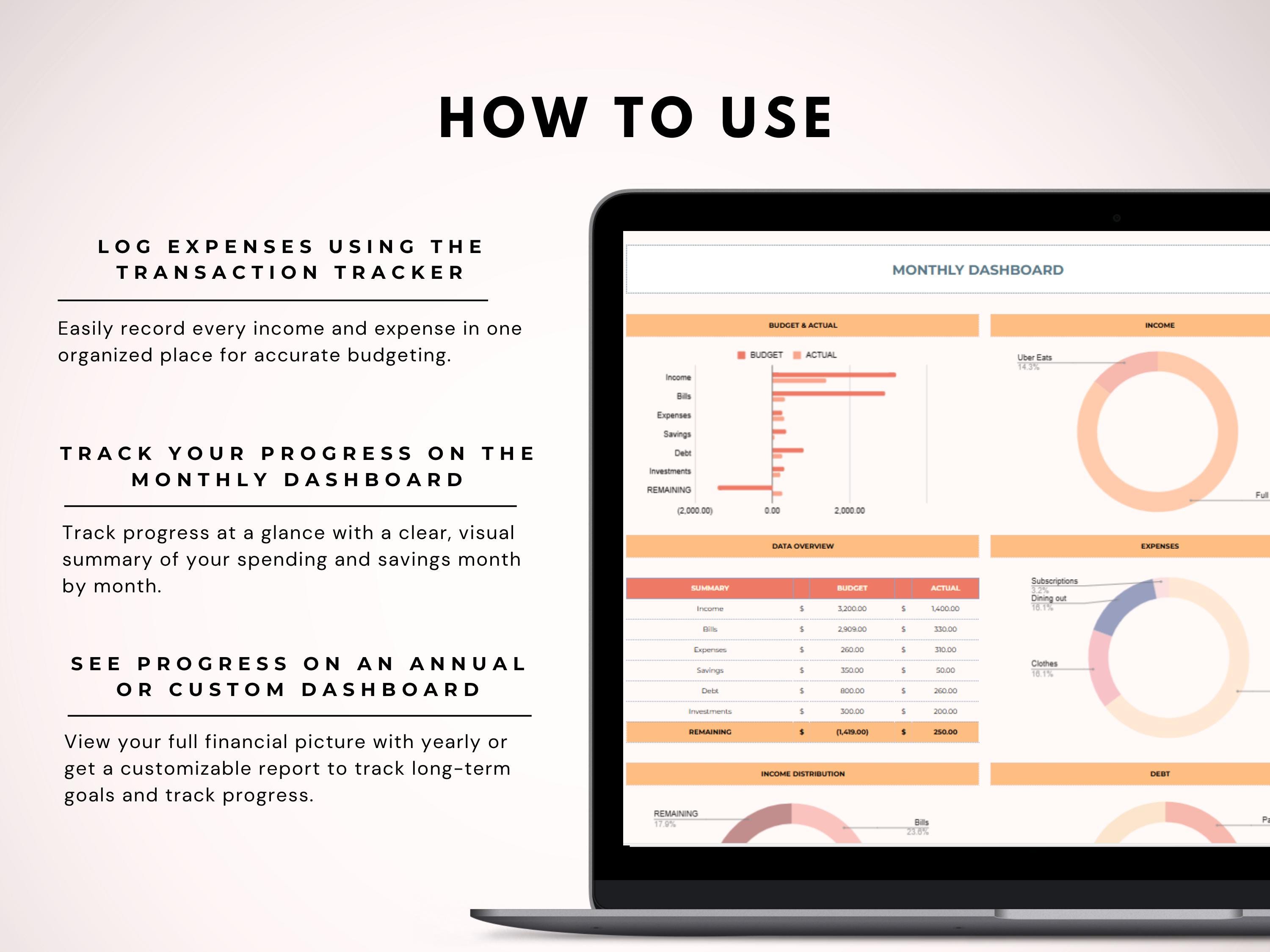 Monthly Budget Spreadsheet Google Sheets Income & Expense Tracker ...