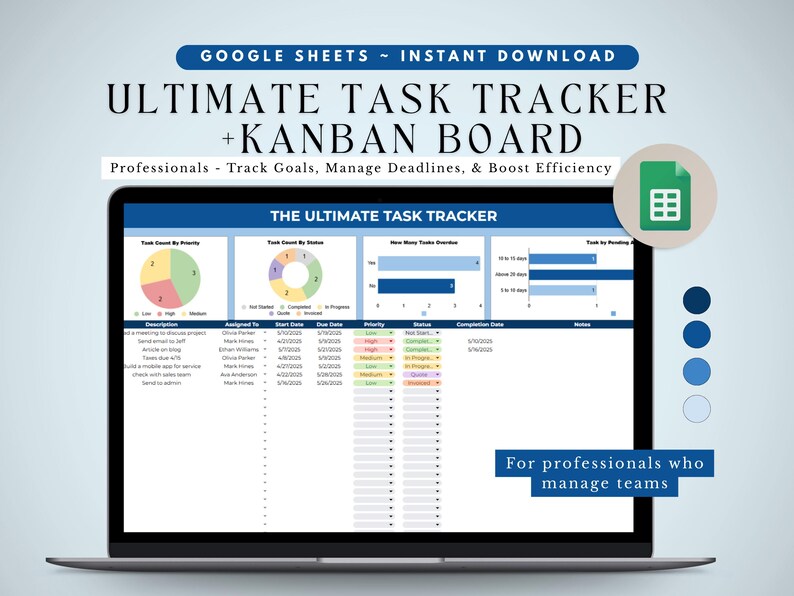 Task Tracker for Teams | Google Sheets Kanban Board, Project Task ...