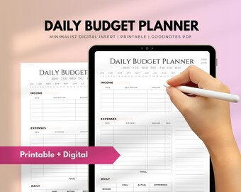 Drukowalny dzienny rejestrator budżetu Rejestrator wydatków Cyfrowy szablon budżetu dla Goodnotes Planer Ipad Rejestrator wydatków Arkusz kalkulacyjny budżetu Dziennik