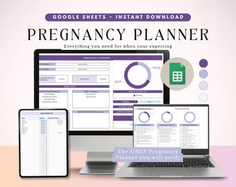 Pregnancy Planner Google Sheets | Digital Pregnancy Journal with Birth Plan | Pregnancy Tracker Spreadsheet | Expecting Mom Baby Planner