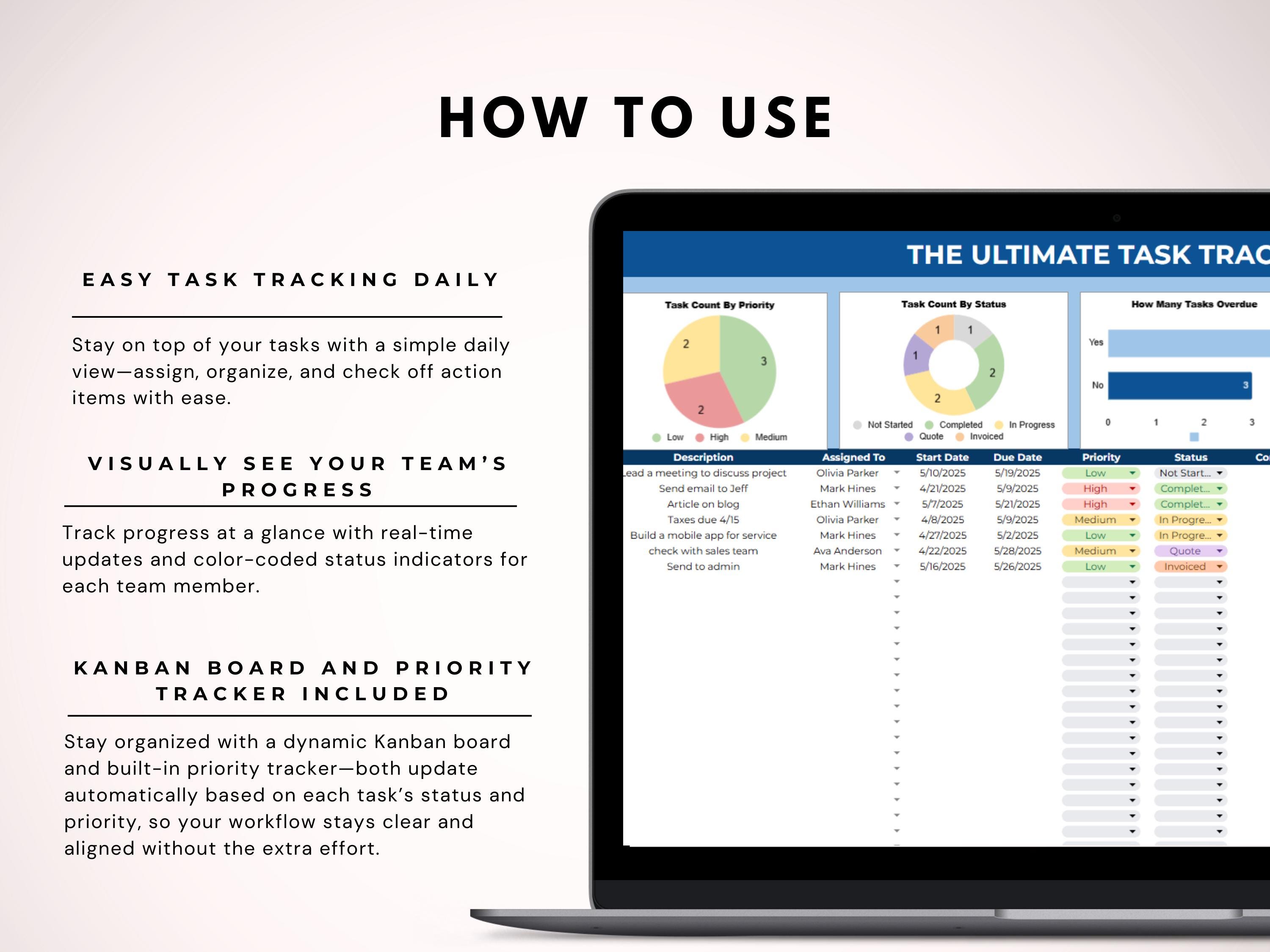 Task Tracker for Teams | Google Sheets Kanban Board, Project Task ...