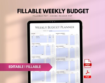 EDITABLE PDF Fillable Budget Weekly Sheet Weekly Budget Planner, Spending Tracker Budget Template for Expense Tracker, Editable Budget Sheet