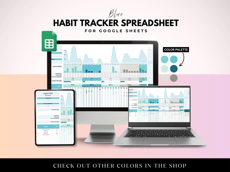 Google Sheets Habit Tracker Spreadsheet, 2025 Daily Routine Planner ...