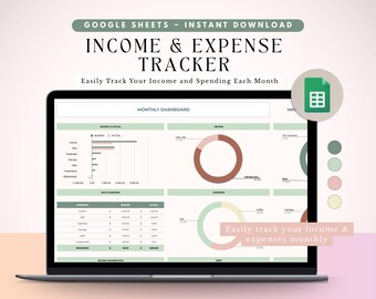 Income & Expense Tracker Spending Tracker Monthly Budget Spreadsheet Google Sheets Finance Planner Simple Budget Template Annual Dashboard