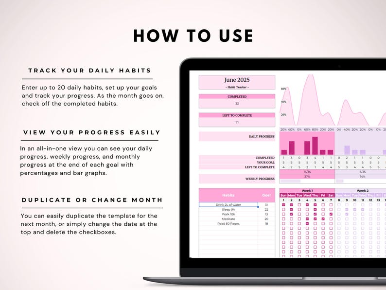Habit Tracker Spreadsheet for Google Sheets, 2025 Daily Routine Planner ...