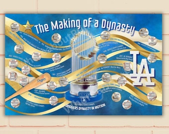 LA Baseball Dynasty Timeline Art - Lost Angeles Historic Milestones and Championships Print or Card