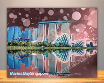 Singapore Marina Bay Sands & Gardens Modern Travel Cityscape Print or Card