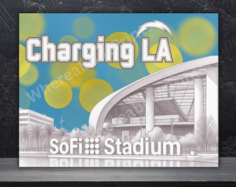 SoFi | LA Chargers Stadium Poster | Modern NFL Sports Print, Card or Poster