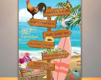 SLO Central Coast California Beach Town Art Print | Funny Signs, Coastal Decor, Print or Card