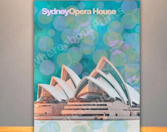 Sydney Opera House Modern Colorful Australia Landmark Print or Card