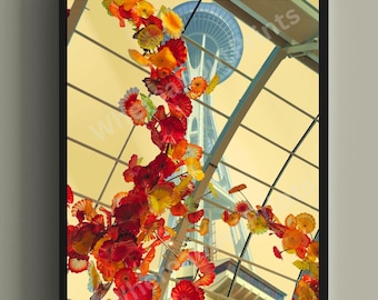 Seattle Space Needle & Chihuly Glass | Artistic Photography | Unique Seattle Pacific Northwest Print or Card