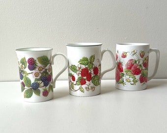 Your Choice!  Vintage Berry Fruit Themed Mug / 10 oz -12 oz Botanical Coffee or Tea Mug, Blackberry, Raspberry, Strawberry