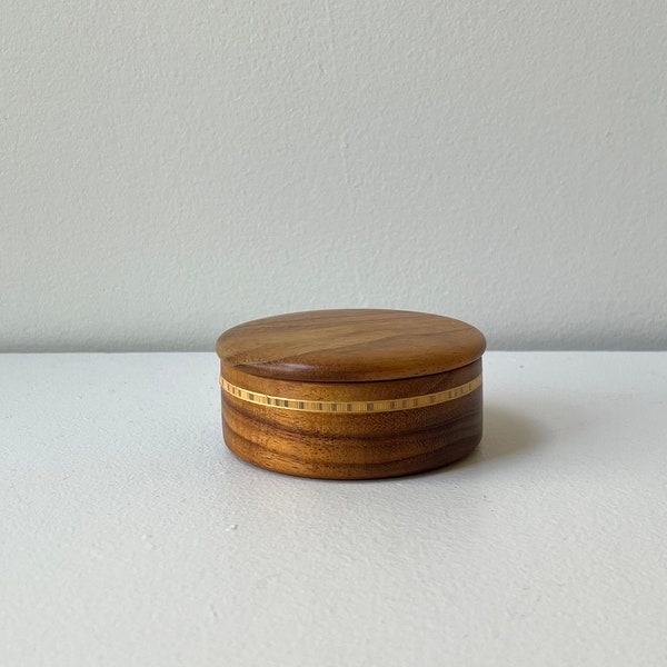 Hawaiian Koa Wood, 3" Handmade Lidded Trinket Jar / Covered Wooden Storage Jewelry Dish / Wood Keepsake Box with Fitted Top by T Stoudt