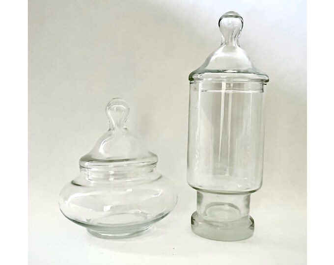 Vintage Glass Apothecary Jars With Decorative Removeable Etsy