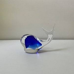 Handmade Blown Glass Whale Figurine, Cobalt Blue Glass Animal Paperweight / Whale Knick Knack / Whale Decor / Ocean Decor