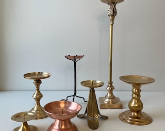 Your Choice! Vintage Brass and Copper Candlesticks, Altar Pricket, MCM, Arts and Crafts Style