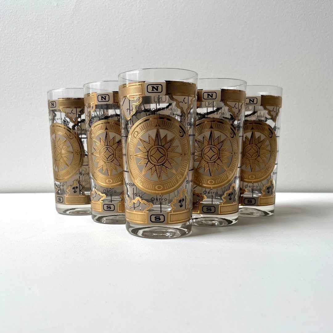 Set of 5 Vintage Highball Glassware / 14 Oz Mid Century Modern Etsy