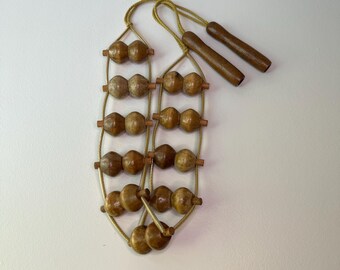 Vintage Wooden Bead Rope Full Body Manual Roller, Massage Therapy Neck Shoulder Legs