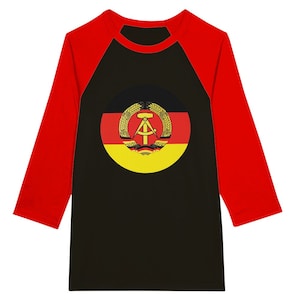 GDR German Democratic Republic -- Unisex 3/4 sleeve Raglan T-shirt
