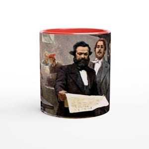 Marx and Engels at the Rheinische Zeitung -- 11oz Ceramic Mug with Accent Color Inside