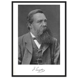 Ritratto classico di Friedrich Engels: poster con cornice in legno in carta opaca premium