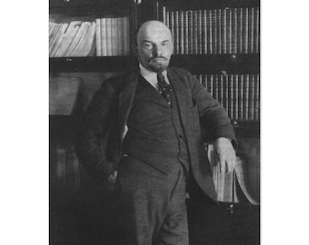 Lenin at the Bookcase -- Premium Matte Paper Poster