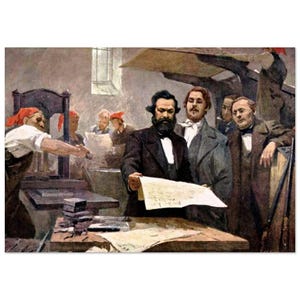Marx ed Engels alla Rheinische Zeitung - Poster in carta opaca premium