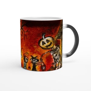 Tema Halloween! Testa di zucca distribuisce caramelle! Tazza magica in ceramica da 11 once attivata dal calore